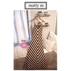V Striped Maxi Dress